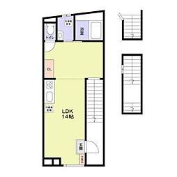 Ｋａｇｕｒａｚａｋａ　Ｔｅｒｒａｃｅ N3 3階ワンルームの間取り