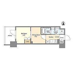 ジオエント上野稲荷町 11階2Kの間取り