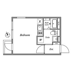 JR中央線 荻窪駅 徒歩8分の賃貸マンション 2階1Kの間取り