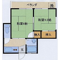 スクムタビル 4階2Kの間取り