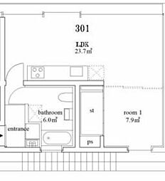 東京メトロ副都心線 北参道駅 徒歩5分の賃貸マンション 3階1LDKの間取り
