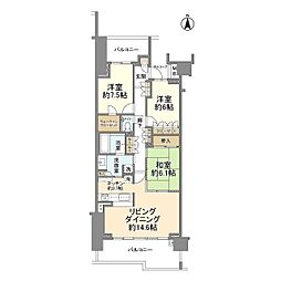 グランドメゾン東戸塚6番館 8階3LDKの間取り