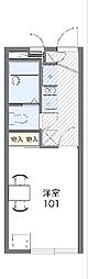 レオパレス中央 2階1Kの間取り