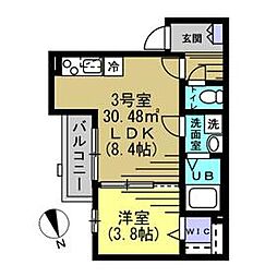つくばエクスプレス 八潮駅 徒歩10分の賃貸アパート 1階1LDKの間取り