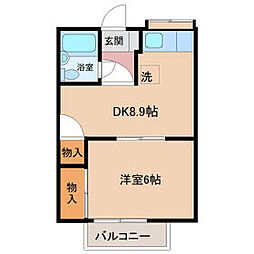 JR内房線 浜野駅 徒歩10分の賃貸アパート 2階1DKの間取り