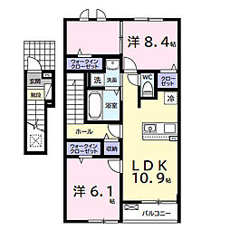 コンフォート　アークＢ 2階2LDKの間取り