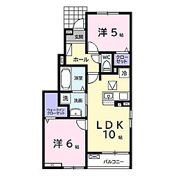 コンフォート　アークＡ 1階2LDKの間取り