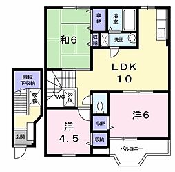 近鉄奈良線 枚岡駅 徒歩8分の賃貸アパート 2階3LDKの間取り