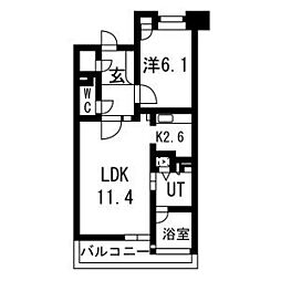 ラ メルカーサIII 9階1LDKの間取り