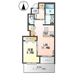 ＬｕＬｕ　Ａｉｎａ（ルルアイナ） 1階1LDKの間取り