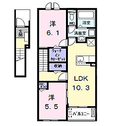 カーサ・セレーノ 2階2LDKの間取り