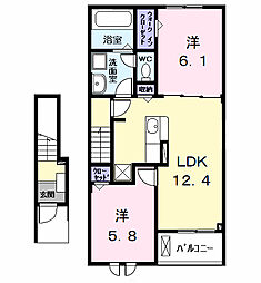 メゾン・ド・ラポール 2階2LDKの間取り