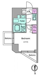 京急本線 新馬場駅 徒歩3分の賃貸マンション 2階1Kの間取り