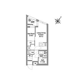 都営大江戸線 西新宿五丁目駅 徒歩10分の賃貸マンション 3階1LDKの間取り