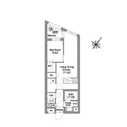 都営大江戸線 西新宿五丁目駅 徒歩10分の賃貸マンション 3階1LDKの間取り