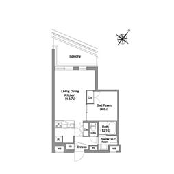 都営大江戸線 西新宿五丁目駅 徒歩10分の賃貸マンション 4階1LDKの間取り