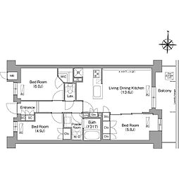 西武多摩湖線 八坂駅 徒歩8分の賃貸マンション 2階3LDKの間取り