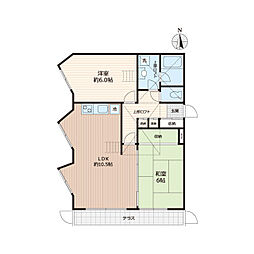 クレストハイツ 1階2LDKの間取り
