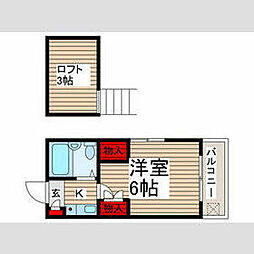 JR総武本線 津田沼駅 徒歩15分の賃貸アパート 1階1Kの間取り