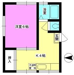 高和ハウス 2階1Kの間取り