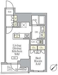 JR総武本線 馬喰町駅 徒歩2分の賃貸マンション 5階1LDKの間取り