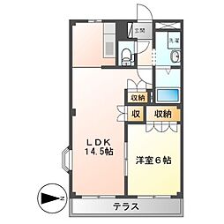 アルファビレッジ豊岡 1階1LDKの間取り