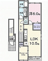 ル・グラン太田　I 2階1LDKの間取り