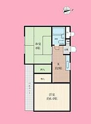 サンハイム竹間 3階2Kの間取り