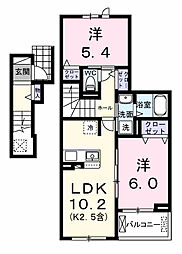 エール　アン 2階2LDKの間取り