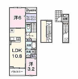 名古屋市営鶴舞線 塩釜口駅 徒歩20分の賃貸アパート 3階2LDKの間取り