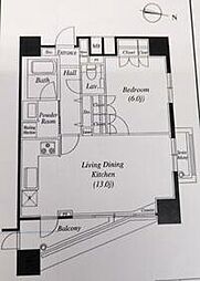 JR総武線 大久保駅 徒歩6分の賃貸マンション 28階1LDKの間取り