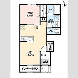リーブルファイン若葉桜木 1階1LDKの間取り