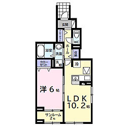 アヴァンセIII 1階1LDKの間取り