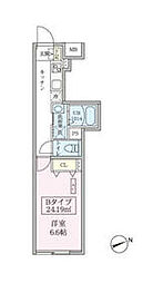 JR山手線 大崎駅 徒歩9分の賃貸マンション 2階1Kの間取り
