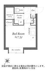 京王線 初台駅 徒歩7分の賃貸マンション 3階ワンルームの間取り