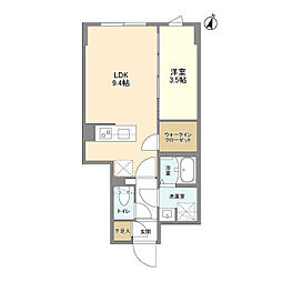 京王井の頭線 駒場東大前駅 徒歩9分の賃貸マンション 1階1LDKの間取り