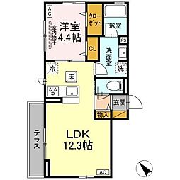 京成本線 京成大久保駅 徒歩10分の賃貸アパート 1階1LDKの間取り