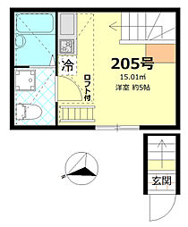 コンフォールブラン南蒲田 2階ワンルームの間取り