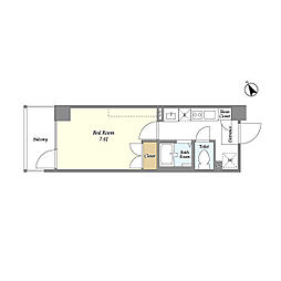 エルフレア立川 8階1Kの間取り