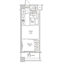 JR山手線 目黒駅 徒歩5分の賃貸マンション 7階1DKの間取り