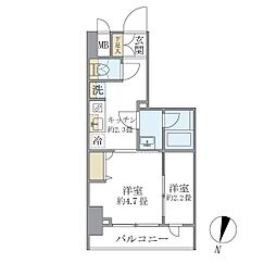 都営三田線 本蓮沼駅 徒歩2分の賃貸マンション 5階2Kの間取り