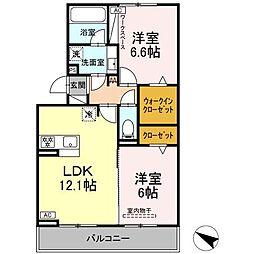 名鉄名古屋本線 新安城駅 徒歩18分の賃貸アパート 2階2LDKの間取り