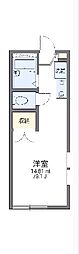レオパレストダワンルームハイツ 2階1Kの間取り