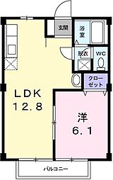 ニューシティー中芝 1階1LDKの間取り