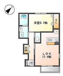 ｅ-フォレスト 1階1LDKの間取り