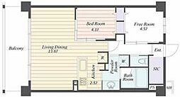 つくばエクスプレス 流山おおたかの森駅 徒歩3分の賃貸マンション 5階2LDKの間取り