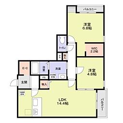 西武新宿線 野方駅 徒歩5分の賃貸アパート 1階2LDKの間取り