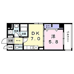 天久2丁目マンション（027793701） 4階1DKの間取り