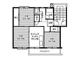 四日市あすなろう 西日野駅 徒歩28分の賃貸マンション 4階3DKの間取り