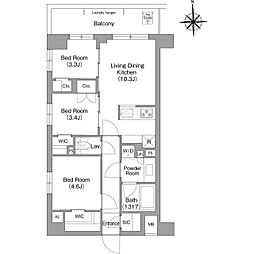 京急本線 大森町駅 徒歩11分の賃貸マンション 2階3LDKの間取り